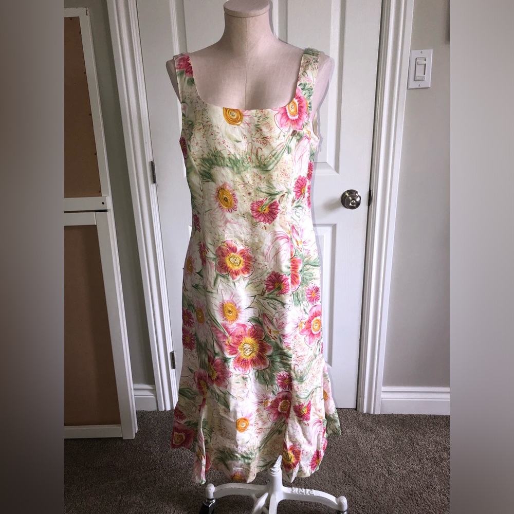 2 piece Floral Sleeveless Dress and Jacket - Pink and Green